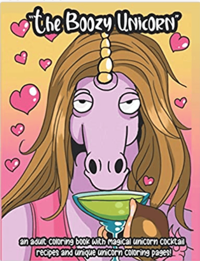 A boozy unicorn coloring book