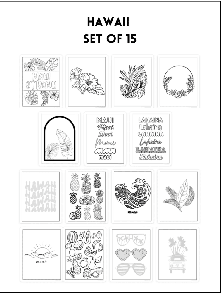 Coloring Book for Lahaina Disaster Relief // Watercolor