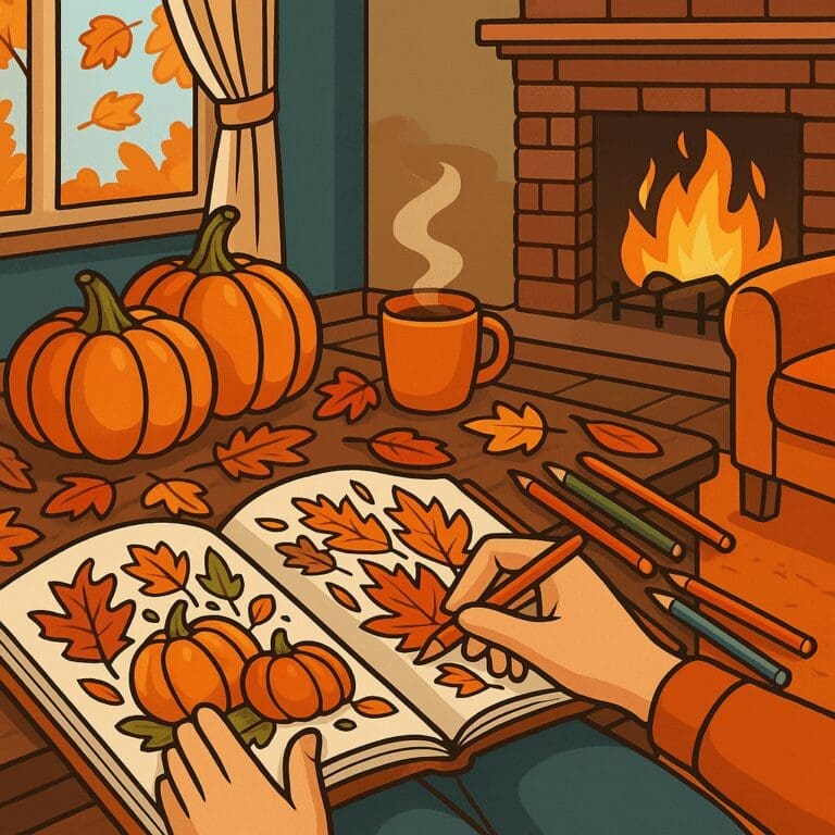 Fall coloring books for adults with cozy autumn illustrations